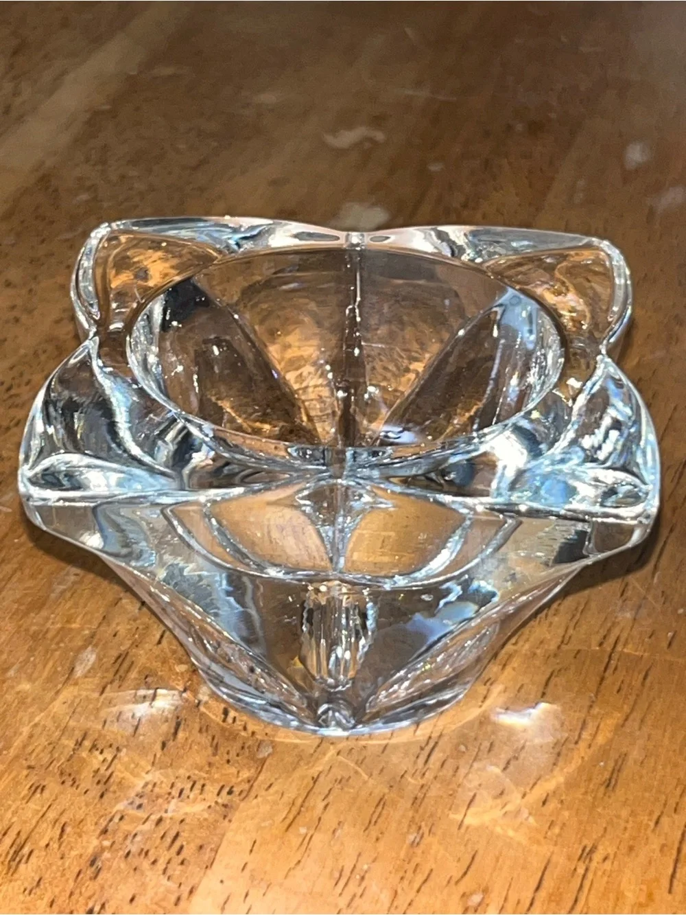 Orrefors Crystal Lotus Flower Art Glass Candle Holder
